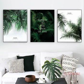 Минималистичные плакаты и принты со свежим искусством, картины на холсте с зелеными растениями для гостиной, настенные панно в скандинавском стиле для украшения дома