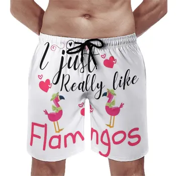 Мне просто очень нравятся пляжные шорты с фламинго, повседневные мужские пляжные шорты, розовые ретро Винтажные пляжные брюки с животными больших размеров, горячие