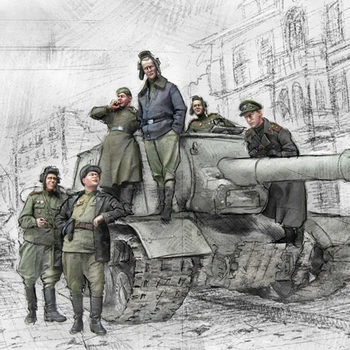 Модель солдата-танкиста из смолы 1/35, модель солдата-танкиста из 6 человек, неокрашенная