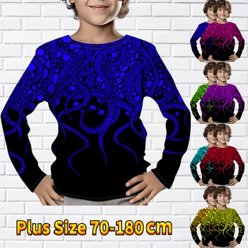 Модная детская одежда, осенне-зимние трендовые топы для мальчиков, футболка с круглым вырезом, Новый дизайн, детская футболка с длинными рукавами и принтом