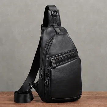 Модная мужская нагрудная сумка из натуральной кожи, коровья противоугонная сумка через плечо, деловая сумка через плечо, сумка-слинг большой емкости
