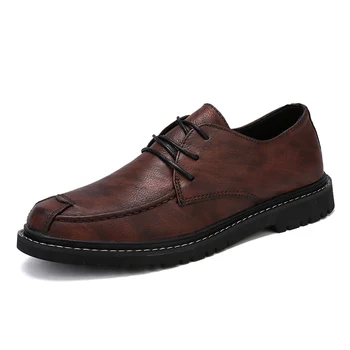 Модная мужская обувь из натуральной кожи, удобная мужская повседневная обувь на шнуровке, кожаная дышащая мягкая мужская обувь для вождения