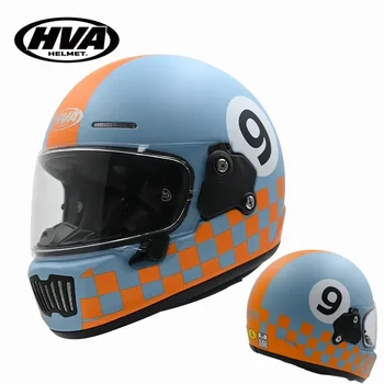 Мотоциклетный шлем ABS Оранжево-синий шлем с прозрачными линзами, подходящий для осенней и зимней езды, полный шлем для мужчин и женщин
