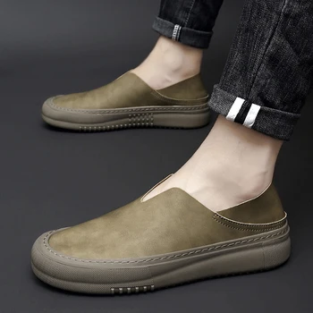 Мужская обувь из натуральной кожи, удобная мужская обувь, уличные мужские мокасины в британской моде, Мужская дизайнерская обувь на плоской подошве, повседневная обувь