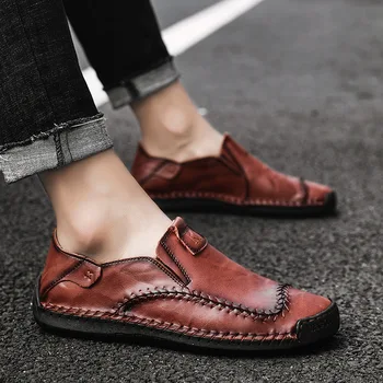 Мужская повседневная обувь из натуральной кожи, роскошные брендовые мужские лоферы, Мокасины, Дышащие слипоны, Черные туфли для вождения, Новинка 2020 года
