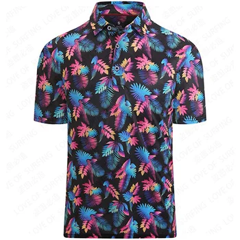 Мужская рубашка для гольфа с коротким рукавом и принтом, высокоэффективные и качественные, впитывающие влагу Рубашки поло сухой посадки для мужчин