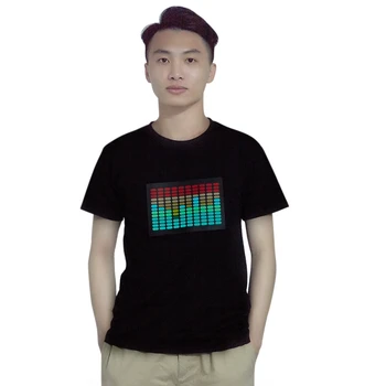 Мужская светодиодная футболка со звуком, мигающий эквалайзер в стиле рок-диско, светодиодная футболка с коротким рукавом