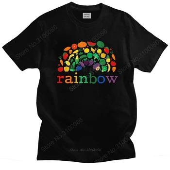 Мужская футболка Kawaii Cute Rainbow Vegan Food с короткими рукавами для растительной диеты, летняя футболка из хлопка, облегающая футболка, товары для дома