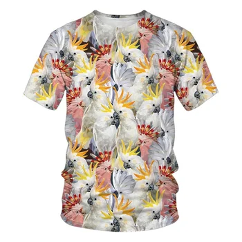 Мужская футболка с рисунком птицы-попугая, модный топ с круглым вырезом, Harajuku, повседневные футболки с 3D-принтом в виде животных с короткими рукавами, одежда