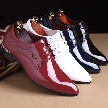 Мужские классические туфли-броги в стиле ретро Из лакированной кожи, Мужские модельные туфли на шнуровке, Деловые Офисные туфли, Мужские Вечерние Свадебные Оксфорды, Размеры 38-48