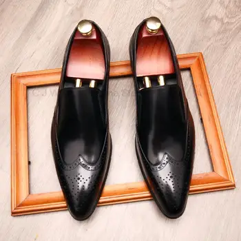 Мужские лоферы с острым носком из натуральной телячьей кожи, черные, винно-красные мужские модельные туфли, Итальянские дизайнерские мужские свадебные туфли без застежки ручной работы