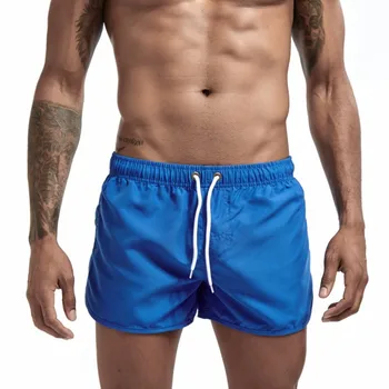 Мужские пляжные брюки с карманом, украшенным полиэстером, быстросохнущие молодежные однотонные повседневные спортивные трехточечные шорты