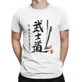 Мужские футболки Bushido и Seven Virtues of Samurai с катаной, новинка, дышащие топы с круглым вырезом и рисунком, винтажные камзолы Harajuku
