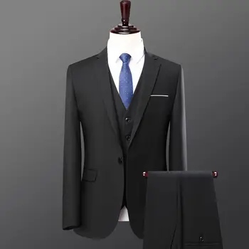 Мужской костюм, черный деловой мужской костюм, мужской высококачественный профессиональный костюм, темно-синяя рабочая куртка