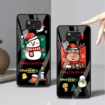 Мультяшный Веселый Рождественский милый Чехол Для Телефона Xiaomi Poco C40 X3 NFC X4 Pro M5s X4 GT F3 M5 M3 X5 Pro X3 Pro Из Закаленного Стекла