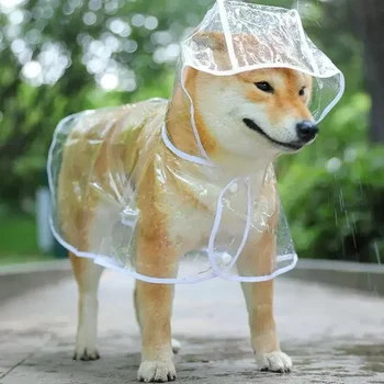 Мягкий дождевик для собак для щенков, дождевики, одежда для дождя, подходящая куртка, прозрачное водонепроницаемое пончо из ПВХ с капюшоном для домашних животных.