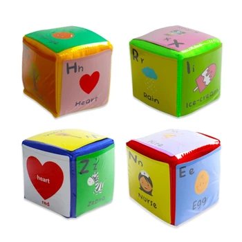 Набор из 4 игровых кубиков с карточками, 3,94-дюймовых мягких пенопластовых блоков, игрушка для детей раннего возраста с мягкими штабелирующимися блоками