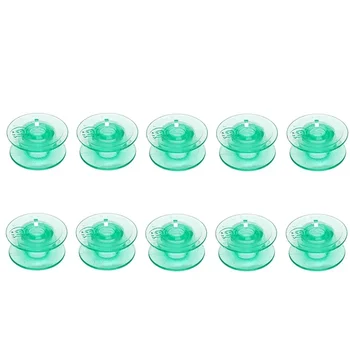 Набор шпулек для швейной машины из 10шт зеленого пластика # 4131825-45 для Husqvarna Viking White с отверстием для резьбы