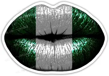 Наклейки с флагом для губ - Наклейки На стену, Ноутбук, Грузовик, Бампер автомобиля - (губы Нигерийский флаг) - Водонепроницаемый и солнцезащитный ПВХ