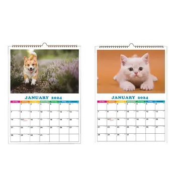Настенный календарь для собак на 2024 год, Забавный Ежедневный календарь для кошек, настенный календарь формата А4, Собачий календарь, Ежедневный Декор стен для квартиры, классной комнаты в общежитии