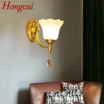 Настенный светильник Hongcui American из латуни, прикроватная лампа для гостиной, спальни, ретро-гостиничный коридор, настенный светильник для прихожей