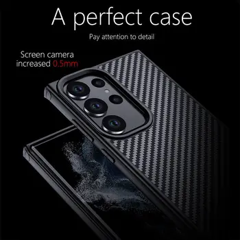 Настоящий Углепластиковый Магнитный Чехол для Телефона Magsafe Мягкая Рамка Беспроводная Зарядка Жесткая Задняя Крышка Для Samsung Galaxy S23 Ultra Plus