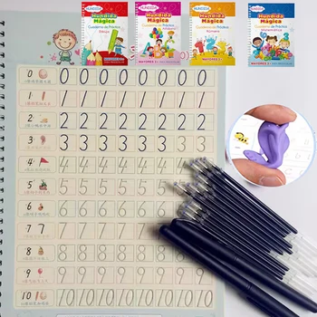 НОВАЯ испанская волшебная книга Учимся писать Математическая практика 3D Тетрадь Рабочая тетрадь многоразового использования Детское письмо Учебник для студентов Подарок малышу