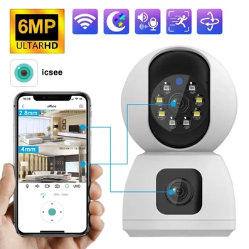Новая мини-камера Wifi Video Surval 6MP с двойным объективом 360 ° камеры видеонаблюдения для домашней безопасности