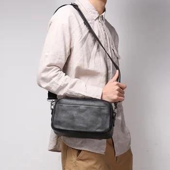 Новая мужская сумка через плечо из натуральной кожи, небольшой рюкзак через плечо из воловьей кожи, портативная сумка большой емкости, Портативная сумка для мобильного телефона