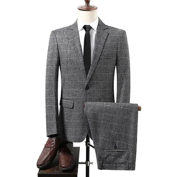 Новинка бутика (блейзер + брюки), мужской костюм, модное деловое элегантное платье в итальянском стиле, приталенный джентльменский официальный костюм из 2 предметов