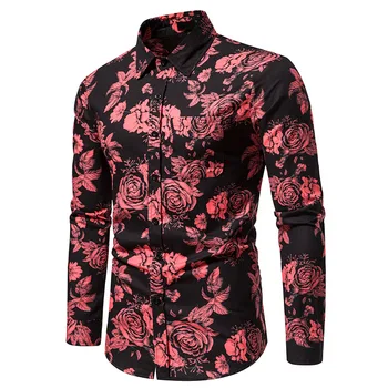 Новые весенне-осенние мужские рубашки с длинным рукавом и розовая одежда