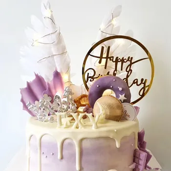 Новый акриловый топпер для торта Happpy Birthday, Золотой декор для кексов на день рождения для детей, украшения для тортов на день рождения, Детский душ