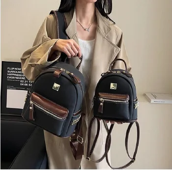 Новый корейский модный кожаный рюкзак с заклепками, женский дорожный рюкзак большой емкости, сумки через плечо, школьная сумка в опрятном стиле, сумки-тотализаторы