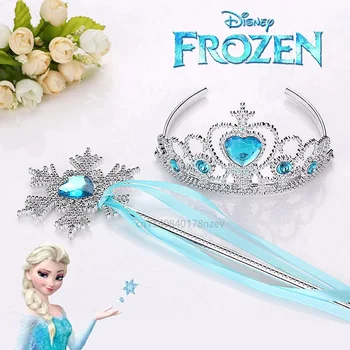 Новый набор волшебных палочек Disney Frozen Elsa Princess Crown, повязка на голову, детский реквизит для косплея, Аксессуары для девочек, подарок на день рождения