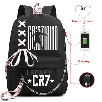 Новый рюкзак CR7 унисекс Школьный ранец для подростков от рюкзака к школьной сумке Студенческая сумка для книг для мальчиков и девочек Ноутбук Mochila