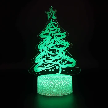 Ночная Рождественская 3D Иллюзионная лампа, акриловая Рождественская елка, ночник с АБС-базой, 7 цветов, меняющих Рождественский подарок для друзей