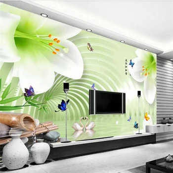 обои на заказ beibehang 3d фреска из папье-маше водяная лилия красивый фон для телевизора настенная живопись обои для гостиной спальни