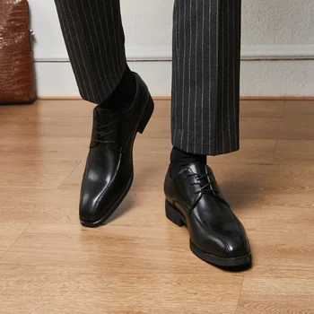 Обувь из микрофибры для деловых джентльменов с резиновой подошвой, противоскользящая, износостойкая, сухая и дышащая внутри