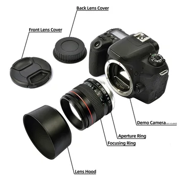 Объектив камеры 85 мм F1.8 для Canon F1.8 с большой диафрагмой, портретная макросъемка с фиксированным фокусом, зеркальный объектив с ручной фокусировкой
