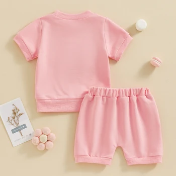 Одежда для маленьких девочек, лучший подарок папы, топ с вышивкой с коротким рукавом, Эластичные короткие комплекты летней одежды для новорожденных