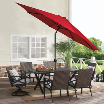 Опоры 11-футовый Действительно Красный Круглый Открытый наклоняющийся рыночный зонт с кривошипной тенью зонты пляжный зонт открытый зонт