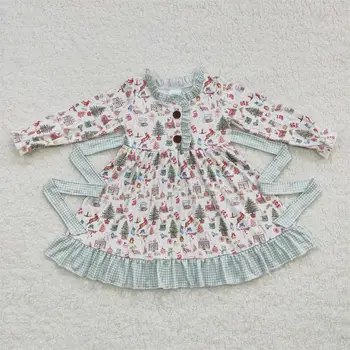 Оптовая Продажа Рождественское платье с пряничным оленем и длинными рукавами для малышей, Детская ночная рубашка, Цельная Детская одежда для маленьких девочек