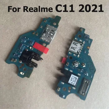 Оригинал Для Realme C11 2021 USB Док-станция Для Зарядки Порты и Разъемы Mic Разъем Микрофона Плата Гибкий Кабель Запчасти для Ремонта RMX3231