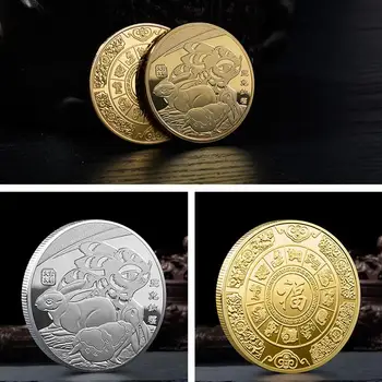 Орнамент из кроличьей монеты 2023 года Декоративные монеты из кролика Оригинальная Памятная монета Винтажная коллекция Серебряных Золотых монет для дома