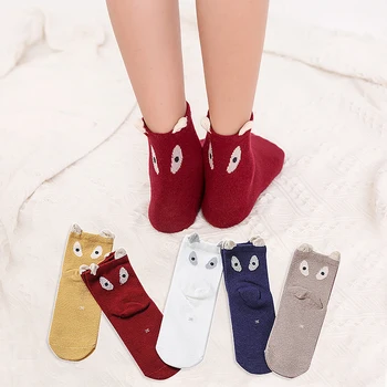 От 3 до 12 лет Весенние носки с мультяшными животными для мальчиков и девочек, хлопковые носки с милой маленькой лисой, осенние теплые носки для новорожденных, детские носки