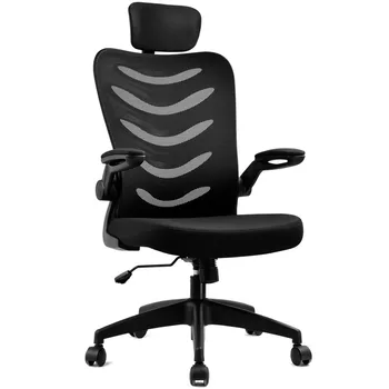 Офисное кресло COMHOMA Эргономичное, с высокой спинкой, регулируемое для руководителей, с подголовником и откидывающимися подлокотниками, черное