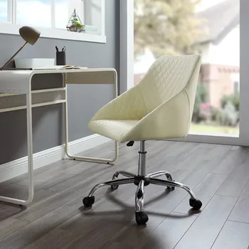 Офисный стул со стеганым подлокотником и откидной спинкой из искусственной кожи, разных цветов