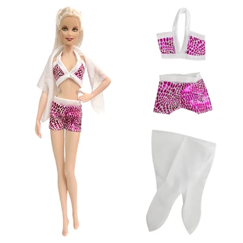 Официальный NK, 1 комплект фиолетового купальника + шаль, модная одежда для куклы Барби, детские игрушки, пляжное платье для 1/6 кукол, подарок для вечеринки 
