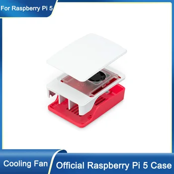 Официальный корпус Raspberry Pi 5 Красно-белый корпус из АБС-пластика с поддержкой вентилятора с регулируемой температурой, который можно штабелировать для Raspberry Pi 5