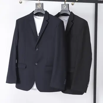 Официальный осенне-зимний мужской деловой костюм из чистого черного пиджака высокого класса